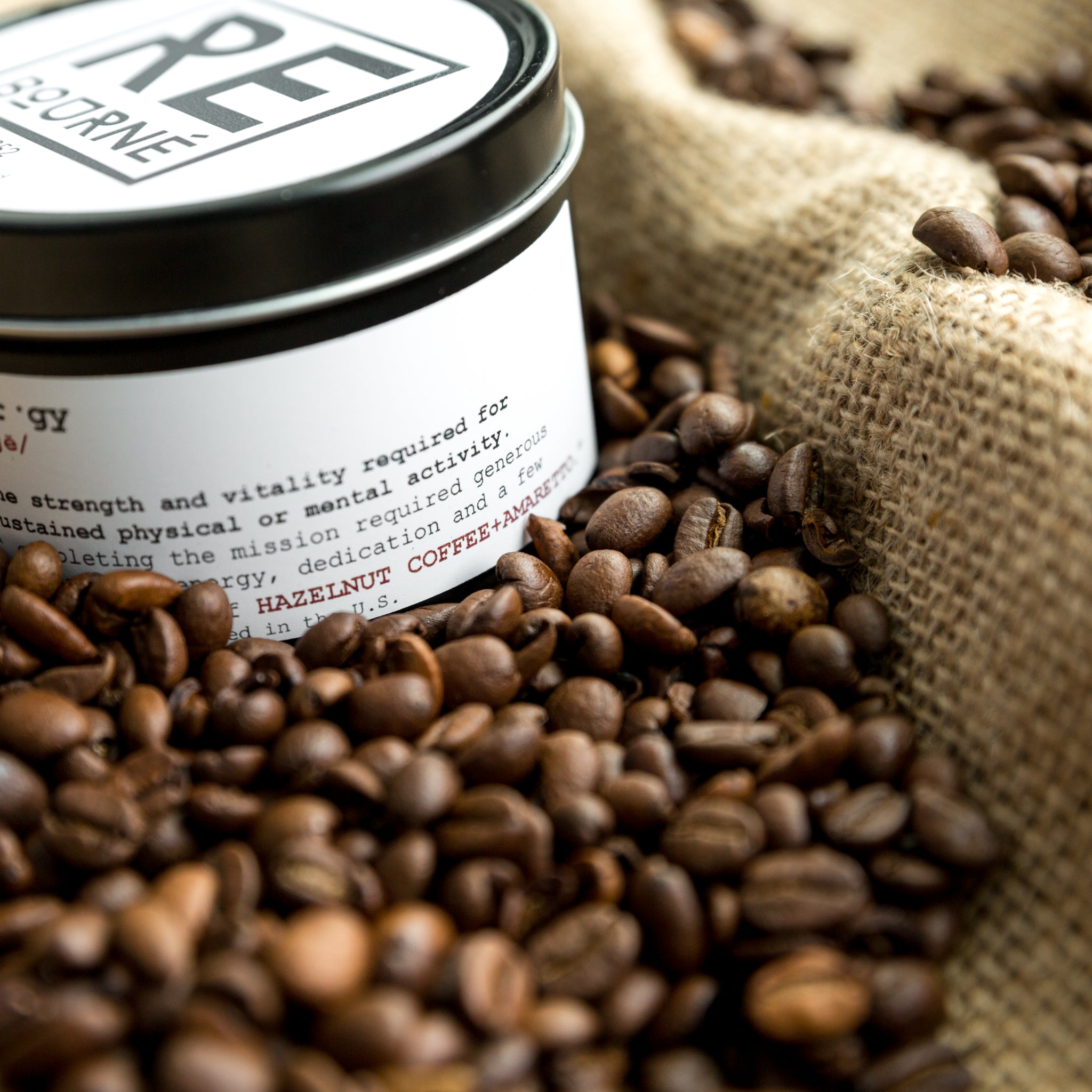 HAZELNUT COFFEE + AMARETTO Scented Candle "Energy" - Rebourne Body + Home